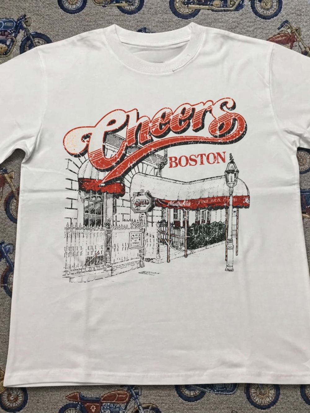 Gildan White Tee Cheers Boston Graphic